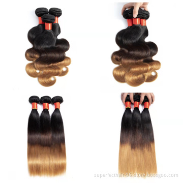 Factory Large Stock 1B 4 27 Color Bundle Straight Hair Weave Brazilian Hair Body Wave Cuticle Aligned Human Hair